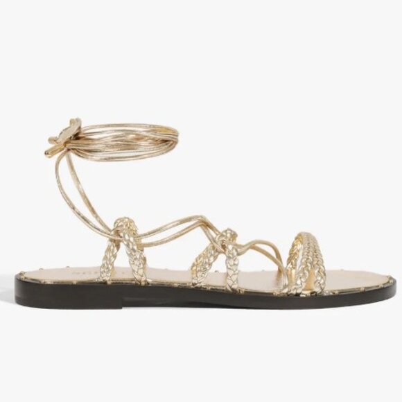 NEW Schutz Antonia Wrap Metallic Sandal in Gold Platina Size 7 (2025) - Picture 2 of 9